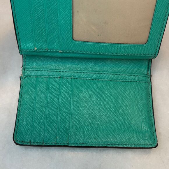 Coach Wallet Leather Cross Grain Snap Closure Compact Wallet - Picture 14 of 16